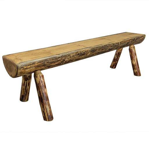 Montana Woodworks Glacier Country Half Log Bench Exterior Stain Finish 4 Foot Outdoor MWGCHLB4EXT 661890424880