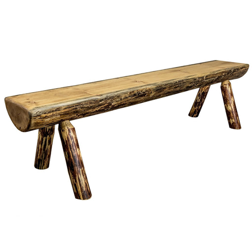 Montana Woodworks Glacier Country Half Log Bench Exterior Stain Finish 5 Foot Outdoor MWGCHLB5EXT 661890424941