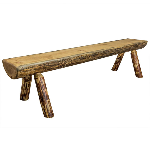 Montana Woodworks Glacier Country Half Log Bench Exterior Stain Finish 6 Foot Outdoor MWGCHLB6EXT 661890425009