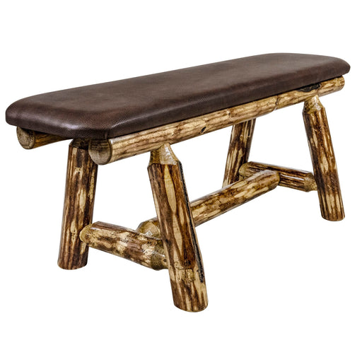 Montana Woodworks Glacier Country Plank Style Bench 45 Inch w/ Saddle Upholstery Stained & Lacquered Dining, Kitchen, Bedroom MWGCPSB4SADD 661890469317