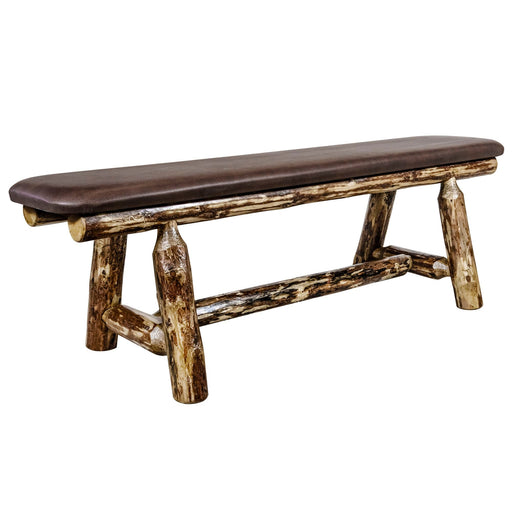Montana Woodworks Glacier Country Plank Style Bench 5 Foot w/ Saddle Upholstery Stained & Lacquered Dining, Kitchen, Bedroom MWGCPSB5SADD 661890469379