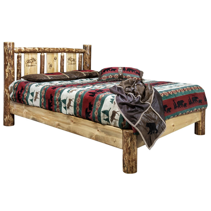 Montana Woodworks Glacier Country Platform Bed w/ Laser Engraved Design Moose / Twin Beds MWGCPBTLZMOOSE 661890434131