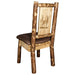 Montana Woodworks Glacier Country Side Chair - Saddle Upholstery w/ Laser Engraved Design Stained & Lacquered / Elk Dining, Kitchen, Home Office MWGCKSCNSADDLZELK 661890426815