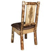 Montana Woodworks Glacier Country Side Chair - Saddle Upholstery w/ Laser Engraved Design Stained & Lacquered / Pine Dining, Kitchen, Home Office MWGCKSCNSADDLZPINE 661890426938