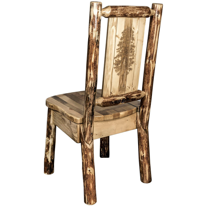 Montana Woodworks Glacier Country Side Chair w/ Laser Engraved Design Stained & Lacquered / Pine Dining, Kitchen, Home Office MWGCKSCNLZPINE 661890426211