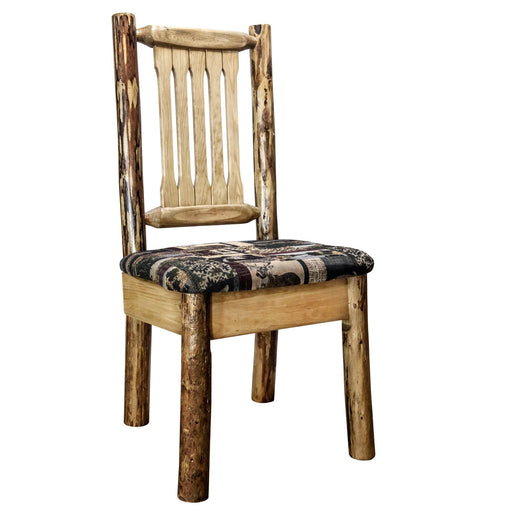 Montana Woodworks Glacier Country Side Chair w/ Upholstered Seat Woodland Pattern Stained & Lacquered Dining, Kitchen, Home Office MWGCKSCNWOOD 661890467184