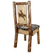 Montana Woodworks Glacier Country Side Chair - Woodland Upholstery w/ Laser Engraved Design Stained & Lacquered / Bronc Dining, Kitchen, Home Office MWGCKSCNWOODLZBRONC 661890467306