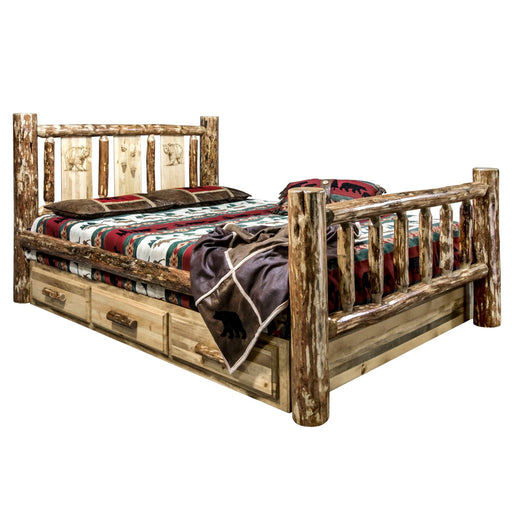 Montana Woodworks Glacier Country Storage Bed w/ Laser Engraved Design Bear / Twin Beds MWGCSBTLZBEAR 661890432151