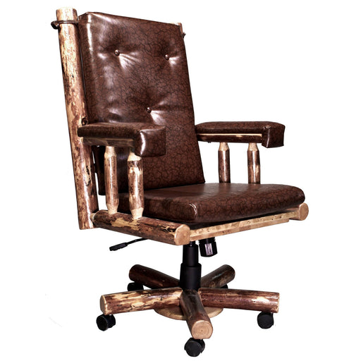 Montana Woodworks Glacier Country Upholstered Office Chair Stained & Lacquered Office, Home Office MWGCOC 661890412146