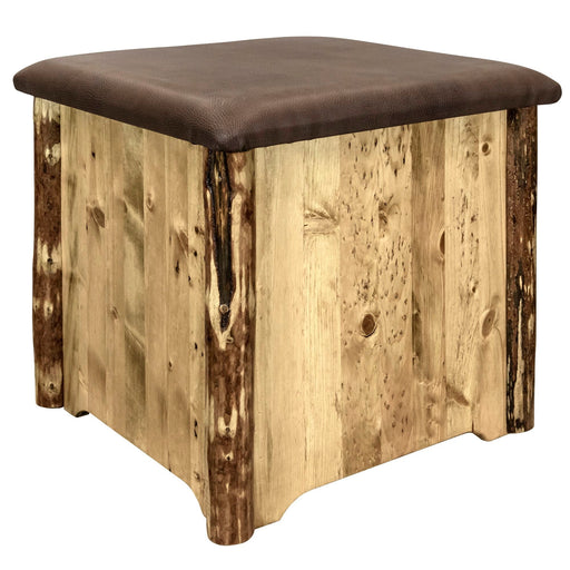 Montana Woodworks Glacier Country Upholstered Ottoman w/ Storage Saddle Upholstery Stained & Lacquered Living, Bedroom, Kitchen/Dining MWGCOTTSADD 661890469737