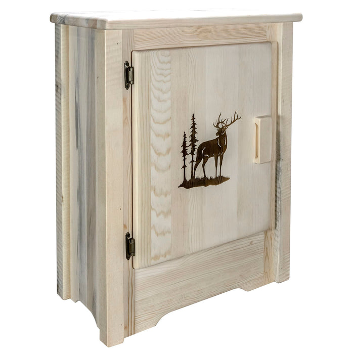 Montana Woodworks Homestead Accent Cabinet w/ Laser Engraved Design Left Hinged Ready to Finish / Elk Living Area, Entry, Study, Home Office MWHCACCCABLHLZELK 661890461076