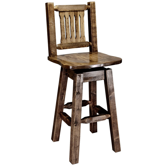 Montana Woodworks Homestead Barstool Back & Swivel Stained & Lacquered Dining, Kitchen, Game Room, Bar MWHCBSWSNRSL 661890415192