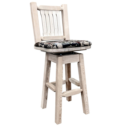 Montana Woodworks Homestead Barstool Back & Swivel w/ Upholstered Seat Woodland Pattern Ready to Finish Dining, Kitchen, Game Room, Bar MWHCBSWSNRWOOD 661890464312