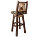 Montana Woodworks Homestead Barstool Back & Swivel Woodland Pattern Upholstery w/ Laser Engraved Design Stained & Lacquered / Wolf Dining, Kitchen, Game Room, Bar MWHCBSWSNRSLWOODLZWOLF 661890465050