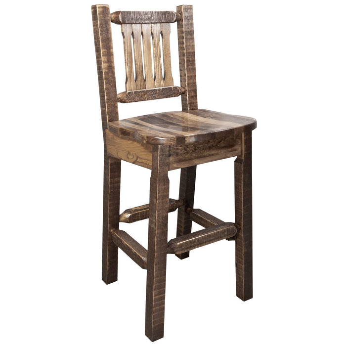 Montana Woodworks Homestead Barstool Back w/ Ergonomic Wooden Seat Stained & Lacquered Dining, Kitchen, Game Room, Bar MWHCBSWNRSL 661890415338