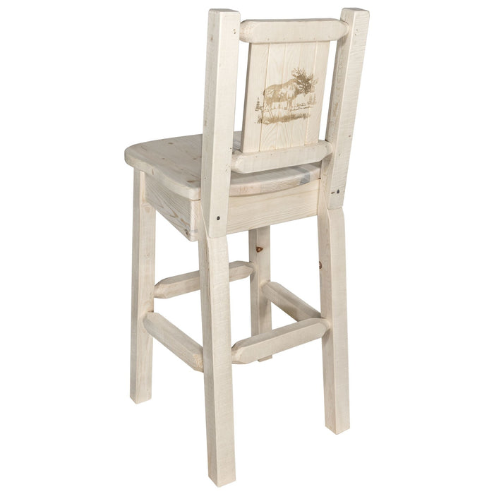 Montana Woodworks Homestead Barstool Back w/ Laser Engraved Design Lacquered / Moose Dining, Kitchen, Game Room, Bar MWHCBSWNRVLZMOOSE 661890445687