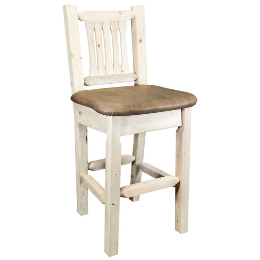 Montana Woodworks Homestead Barstool Back w/ Upholstered Seat Buckskin Pattern Ready to Finish Dining, Kitchen, Game Room, Bar MWHCBSWNRBUCK 661890421117