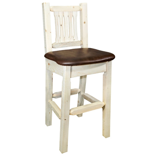 Montana Woodworks Homestead Barstool Back w/ Upholstered Seat Saddle Pattern Ready to Finish Dining, Kitchen, Game Room, Bar MWHCBSWNRSADD 661890421179