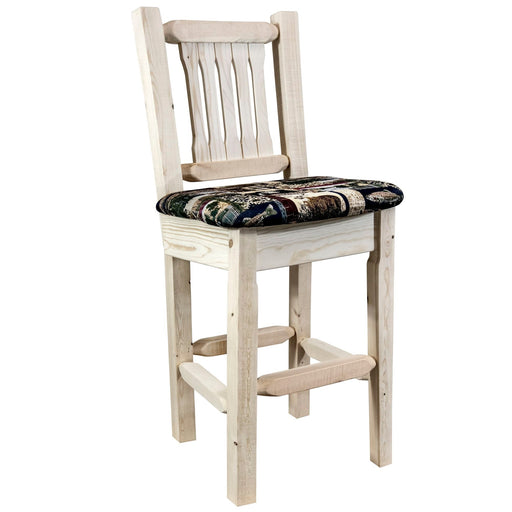Montana Woodworks Homestead Barstool Back w/ Upholstered Seat Woodland Pattern Ready to Finish Dining, Kitchen, Game Room, Bar MWHCBSWNRWOOD 661890464251
