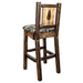 Montana Woodworks Homestead Barstool Back Woodland Upholstery w/ Laser Engraved Design Stain & Lacquer Finish Stained & Lacquered / Pine Dining, Kitchen, Game Room, Bar MWHCBSWNRSLWOODLZPINE 661890464633