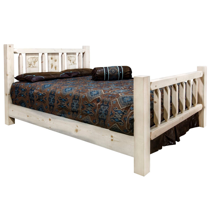 Montana Woodworks Homestead Bed w/ Laser Engraved Design Clear Lacquer Finish Bear / California King Beds MWHCCAKBVLZBEAR 661890431819