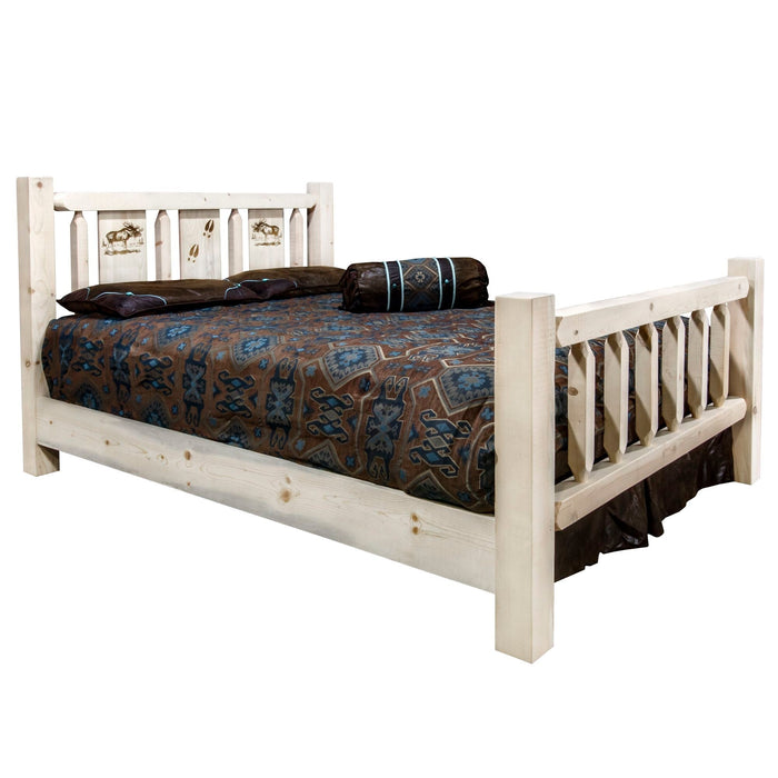 Montana Woodworks Homestead Bed w/ Laser Engraved Design Clear Lacquer Finish Moose / King Beds MWHCKBVLZMOOSE 661890431635