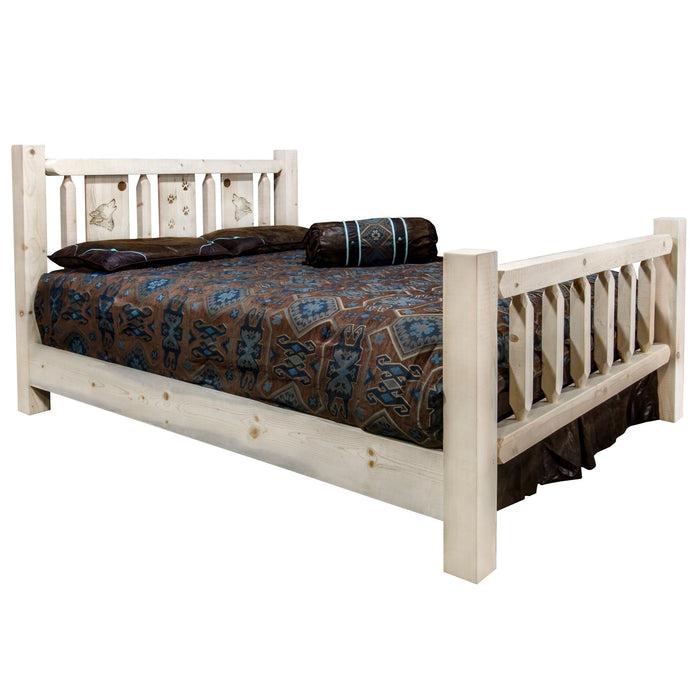 Montana Woodworks Homestead Bed w/ Laser Engraved Design Ready to Finish Wolf / Full Beds MWHCFBLZWOLF 661890431024