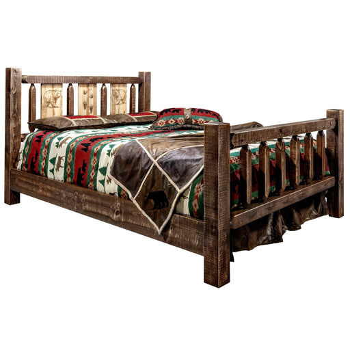 Montana Woodworks Homestead Bed w/ Laser Engraved Design Stain & Clear Lacquer Finish Bear / Twin Beds MWHCTBSLLZBEAR 661890430386