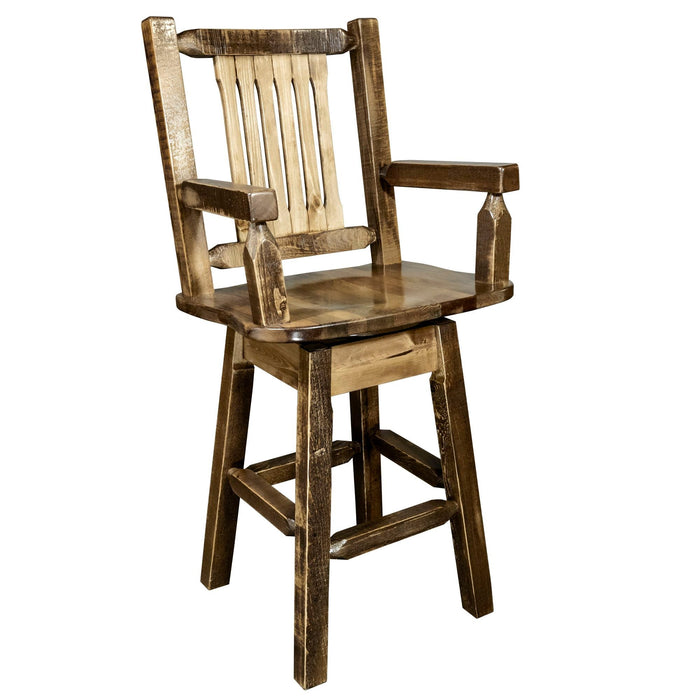 Montana Woodworks Homestead Captain's Barstool Back & Swivel Stained & Lacquered Dining, Kitchen, Game Room, Bar MWHCBSWSCASSL 661890421797