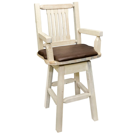 Montana Woodworks Homestead Captain's Barstool Back & Swivel w/ Upholstered Seat Saddle Pattern Ready to Finish Dining, Kitchen, Game Room, Bar MWHCBSWSCASSADD 661890421896