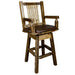 Montana Woodworks Homestead Captain's Barstool Back & Swivel w/ Upholstered Seat Saddle Pattern Stained & Lacquered Dining, Kitchen, Game Room, Bar MWHCBSWSCASSLSADD 661890421919