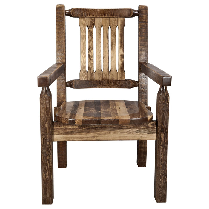 Montana Woodworks Homestead Captain's Chair w/ Ergonomic Wooden Seat Stained & Lacquered Dining, Kitchen, Home Office MWHCCASCNSL 661890415390