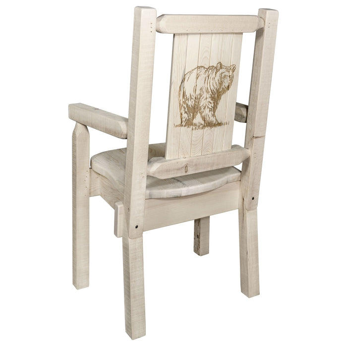 Montana Woodworks Homestead Captain's Chair w/ Laser Engraved Design Ready to Finish / Bear Dining, Kitchen, Home Office MWHCCASCNLZBEAR 661890427423