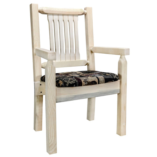 Montana Woodworks Homestead Captain's Chair w/ Upholstered Seat Woodland Pattern Ready to Finish Dining, Kitchen, Home Office MWHCCASCNWOOD 661890466774