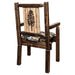 Montana Woodworks Homestead Captain's Chair Woodland Upholstery w/ Laser Engraved Design Stained & Lacquered / Pine Dining, Kitchen, Home Office MWHCCASCNSLWOODLZPINE 661890467092