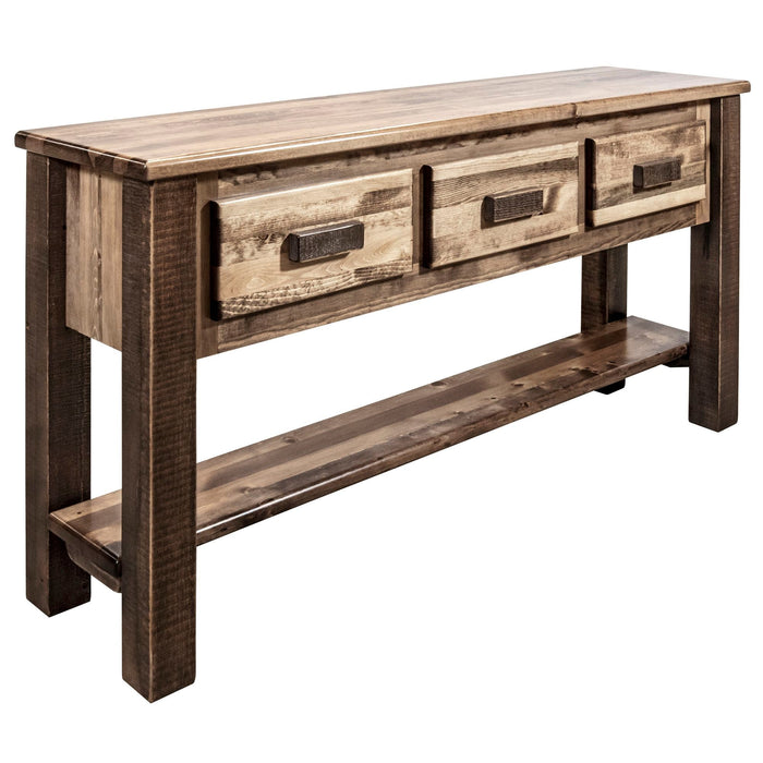 Montana Woodworks Homestead Console Table w/ 3 Drawers Stained & Lacquered Living Area, Entryway, Home Office MWHCCONTBLW3DRSL 661890460444