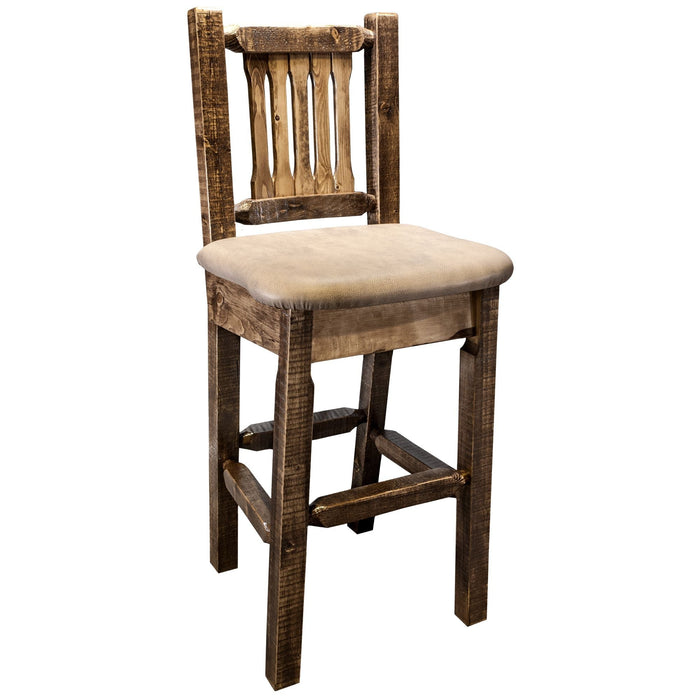 Montana Woodworks Homestead Counter Height Barstool Back - Buckskin Upholstery Stained & Lacquered Dining, Kitchen, Game Room, Bar MWHCBSWNRSLBUCK24 661890423715