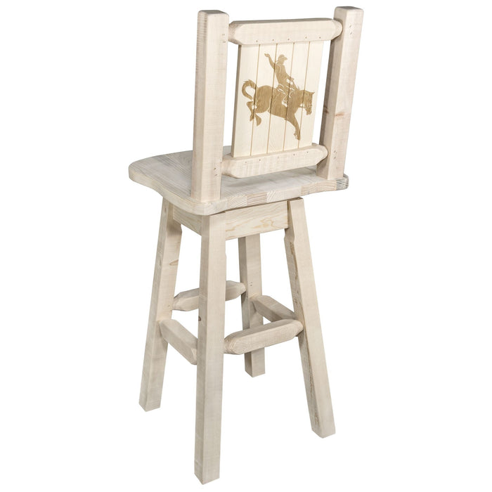 Montana Woodworks Homestead Counter Height Barstool Back & Swivel w/ Laser Engraved Design Ready to Finish / Bronc Dining, Kitchen, Game Room, Bar MWHCBSWSNR24LZBRONC 661890452753