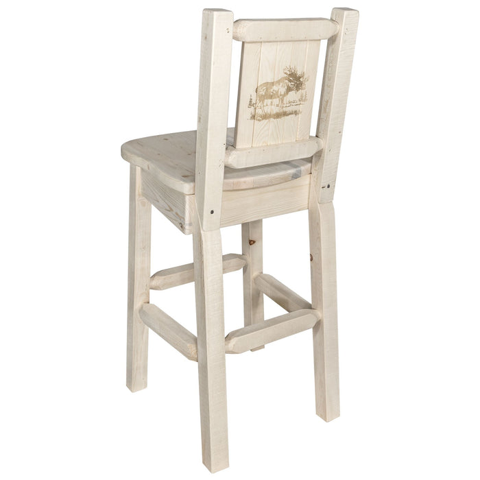 Montana Woodworks Homestead Counter Height Barstool Back w/ Laser Engraved Design Ready to Finish / Moose Dining, Kitchen, Game Room, Bar MWHCBSWNR24LZMOOSE 661890451435