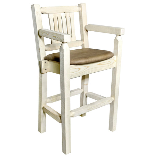 Montana Woodworks Homestead Counter Height Captain's Barstool - Buckskin Upholstery Ready to Finish Dining, Kitchen, Game Room, Bar MWHCBSWCASBUCK24 661890423036
