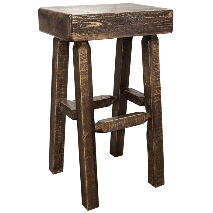 Montana Woodworks Homestead Counter Height Half Log Barstool Stained & Lacquered Dining, Kitchen, Game Room, Bar MWHCBNHLSL24 661890423531
