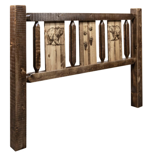 Montana Woodworks Homestead Headboard w/ Laser Engraved Design Stain & Clear Lacquer Finish Bear / Twin Beds MWHCTHBSLLZBEAR 661890425702