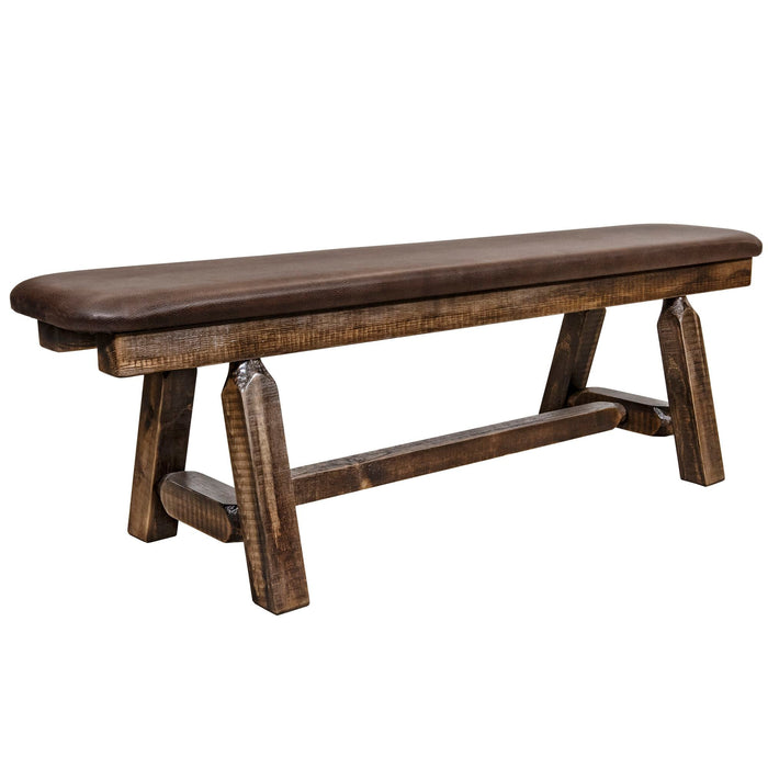 Montana Woodworks Homestead Plank Style Bench 5 Foot w/ Saddle Upholstery Stained & Lacquered Dining, Kitchen, Bedroom MWHCPSB5SLSADD 661890469409