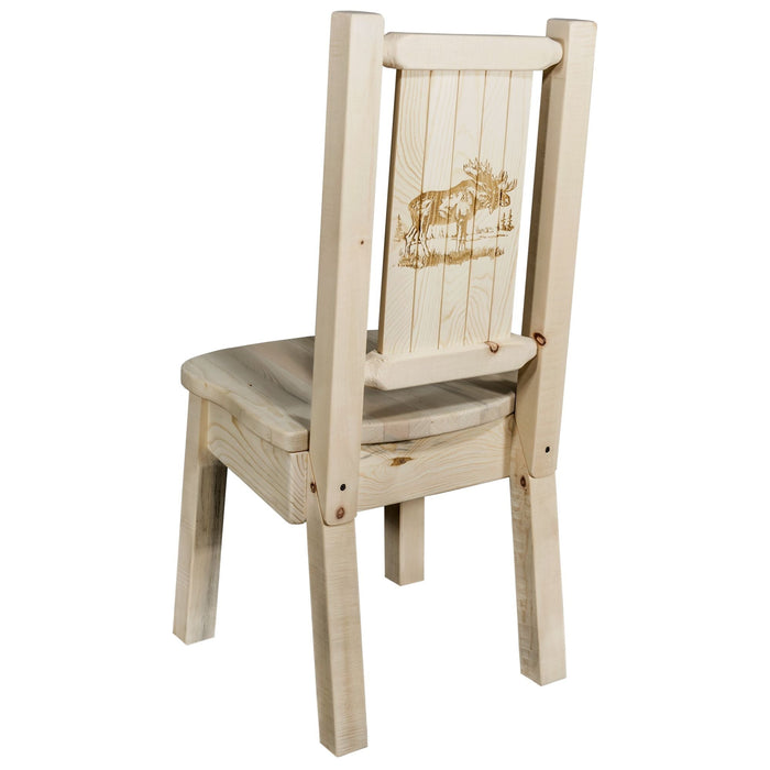 Montana Woodworks Homestead Side Chair w/ Laser Engraved Design Lacquered / Moose Dining, Kitchen, Home Office MWHCKSCNVLZMOOSE 661890426174