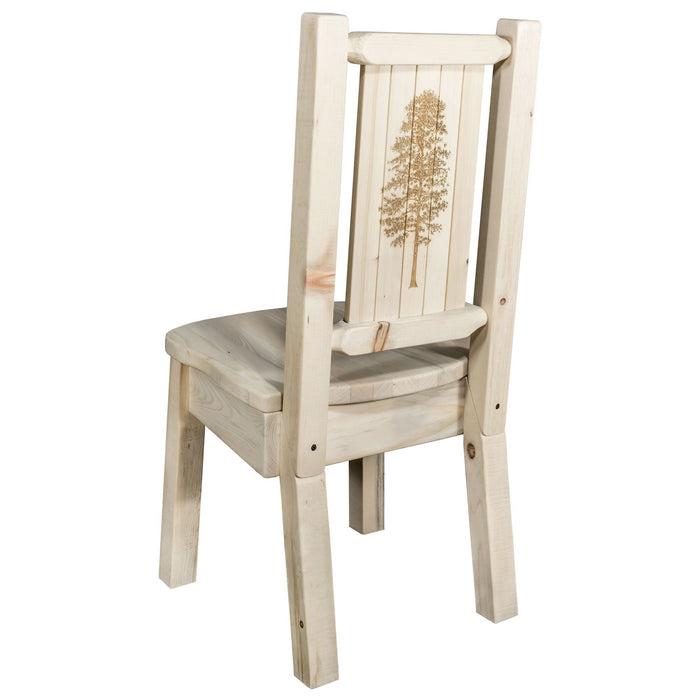 Montana Woodworks Homestead Side Chair w/ Laser Engraved Design Lacquered / Pine Dining, Kitchen, Home Office MWHCKSCNVLZPINE 661890426235