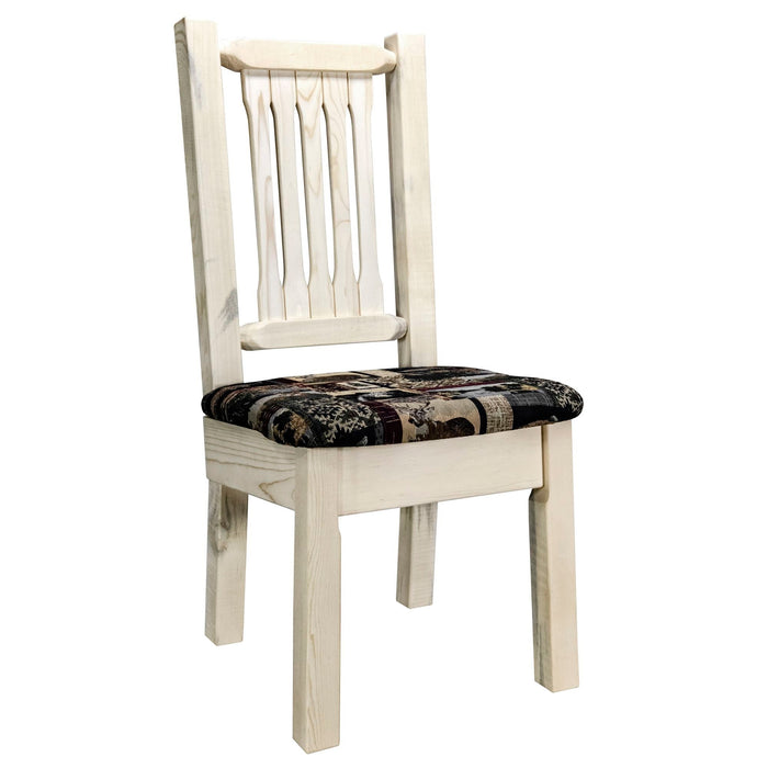 Montana Woodworks Homestead Side Chair w/ Upholstered Seat Woodland Pattern Lacquered Dining, Kitchen, Home Office MWHCKSCNVWOOD 661890467207