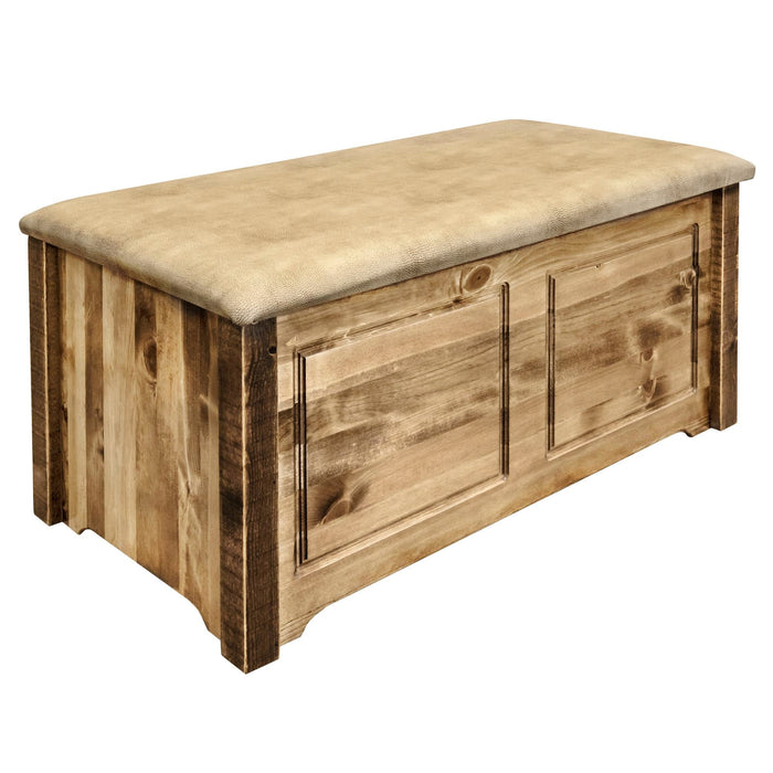 Montana Woodworks Homestead Small Blanket Chest Upholstery Stained & Lacquered / Buckskin Dressers, Chests MWHCSBCSSLBUCK 661890470061