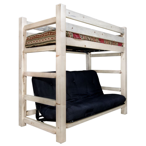 Montana Woodworks Homestead Twin Bunk Bed over Full Futon Frame w/ Mattress Ready to Finish Beds MWHCTWFMR 661890455150