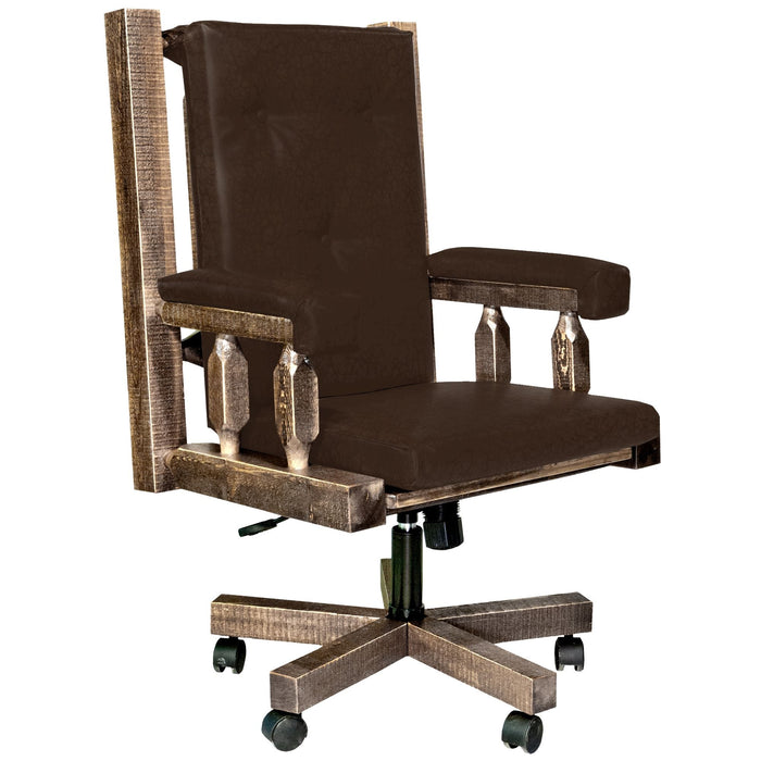 Montana Woodworks Homestead Upholstered Office Chair Stained & Lacquered Office, Home Office MWHCOCSL 661890412177