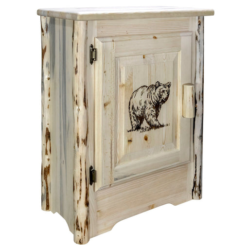 Montana Woodworks Montana Accent Cabinet w/ Laser Engraved Design Right Hinged Ready to Finish / Bear Living Area, Entry, Study, Home Office MWACCCABRHLZBEAR 661890460512